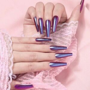 PURPLE METALLIC PRESS-ON NAILS 